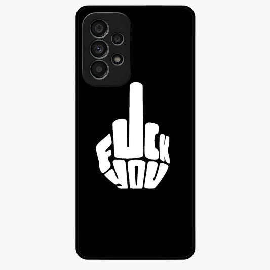 Rebel Mode On Glass Case showing flat back view with bold rebellious typography artwork and glossy glass finish.