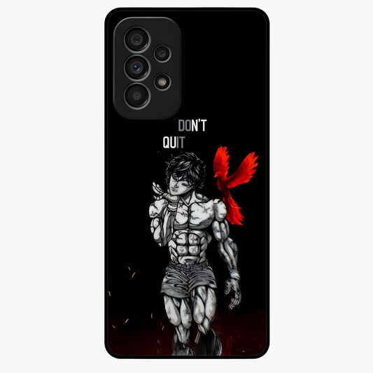 Rise Beyond Limits Glass Case showing flat back view with motivational typography artwork and glossy glass finish.
