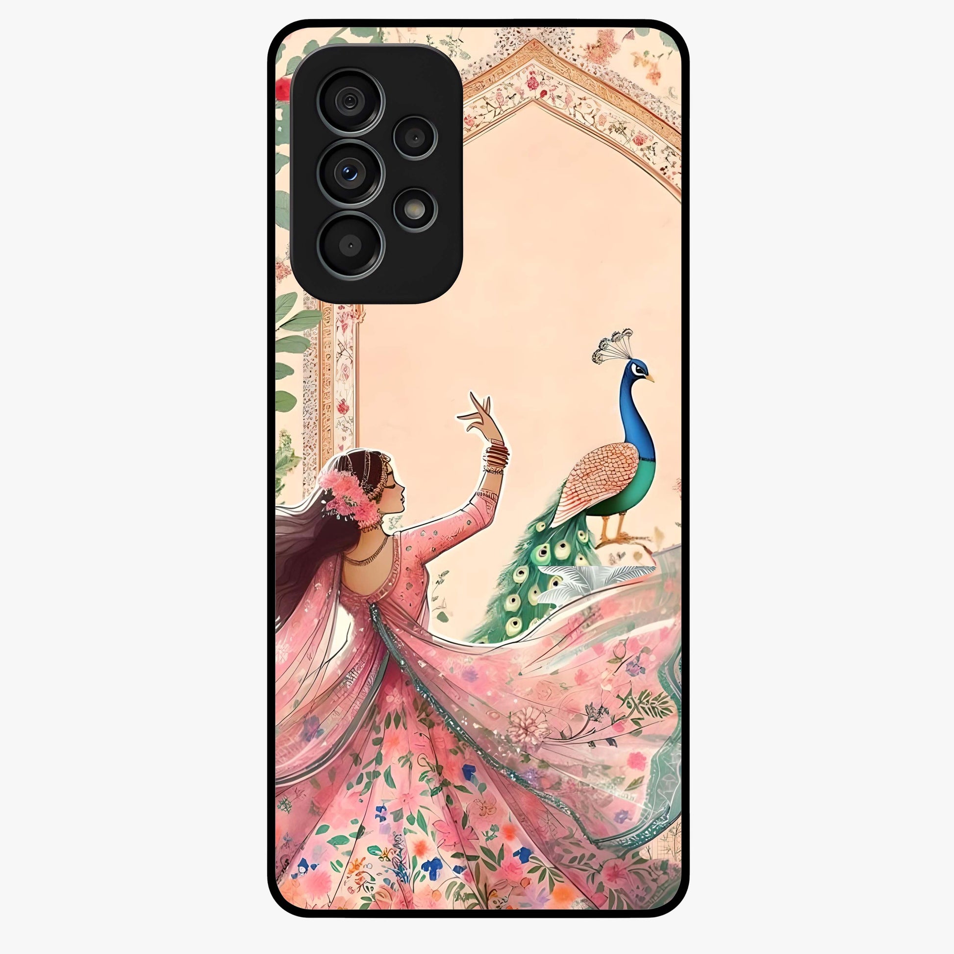 Royal Grace Muse Glass Case showing flat back view with elegant artistic artwork and glossy glass finish.