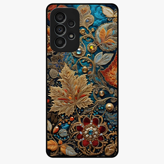 Royal Jewel Garden Glass Case showing flat back view with decorative floral garden artwork and glossy glass finish.