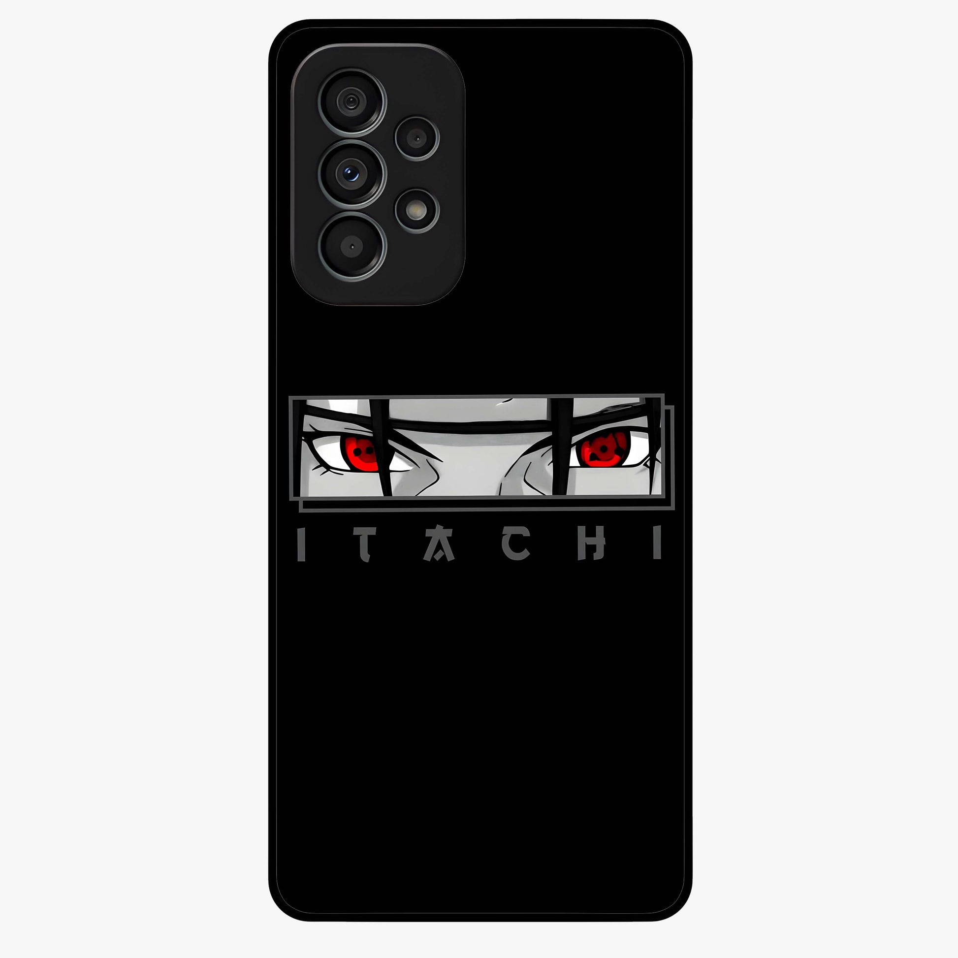 Scarlet Gaze Dominance Glass Case showing flat back view with striking red themed artwork and glossy glass finish.