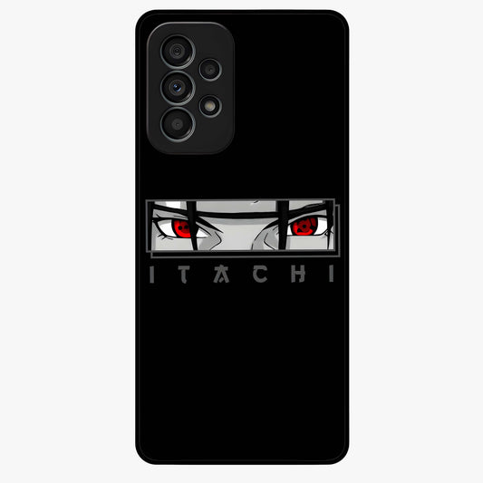 Scarlet Gaze Dominance Glass Case showing flat back view with striking red themed artwork and glossy glass finish.