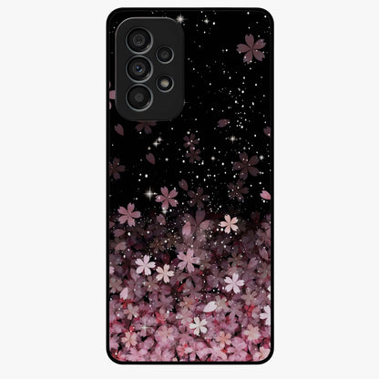 Small Starry Flowers Glass Case showing flat back view with delicate starry floral artwork and glossy glass finish.