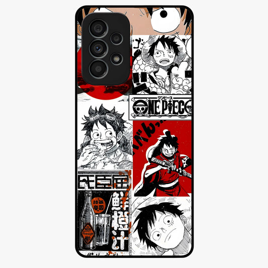 Strawhat Chaos Panels Glass Case showing flat back view with anime inspired chaos panel artwork and glossy glass finish.
