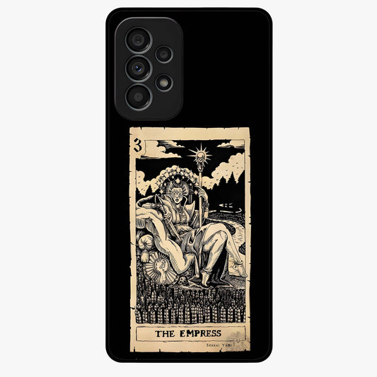 The Empress Glass Case showing flat back view with regal feminine artwork and glossy glass finish.