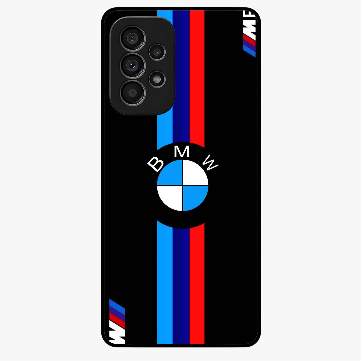 Turbo BMW Beast Glass Case showing flat back view with high performance sports car artwork and glossy glass finish.