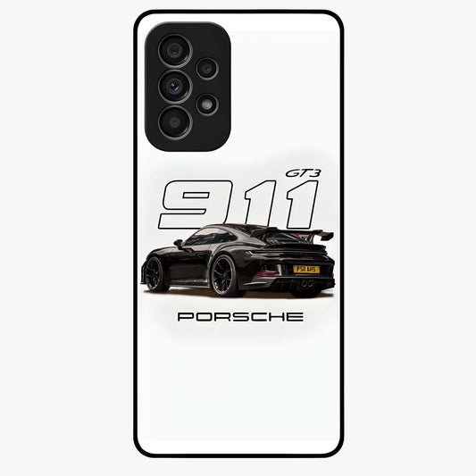 Turbo Legacy Icon Glass Case showing flat back view with iconic sports car inspired artwork and glossy glass finish.
