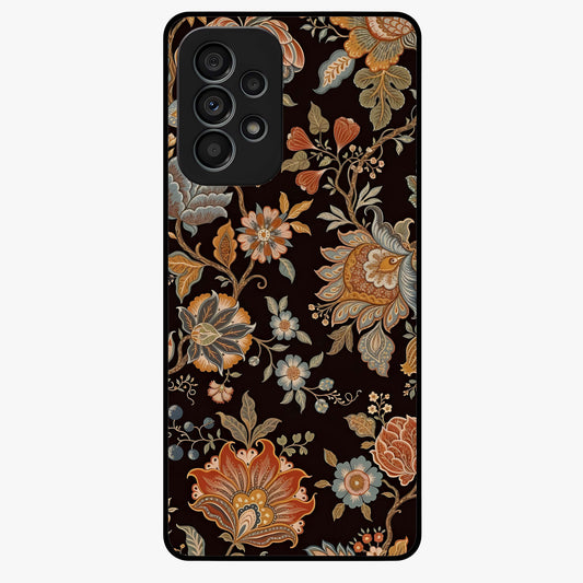Vintage Floral Dream Glass Case showing flat back view with classic floral artwork and glossy glass finish.
