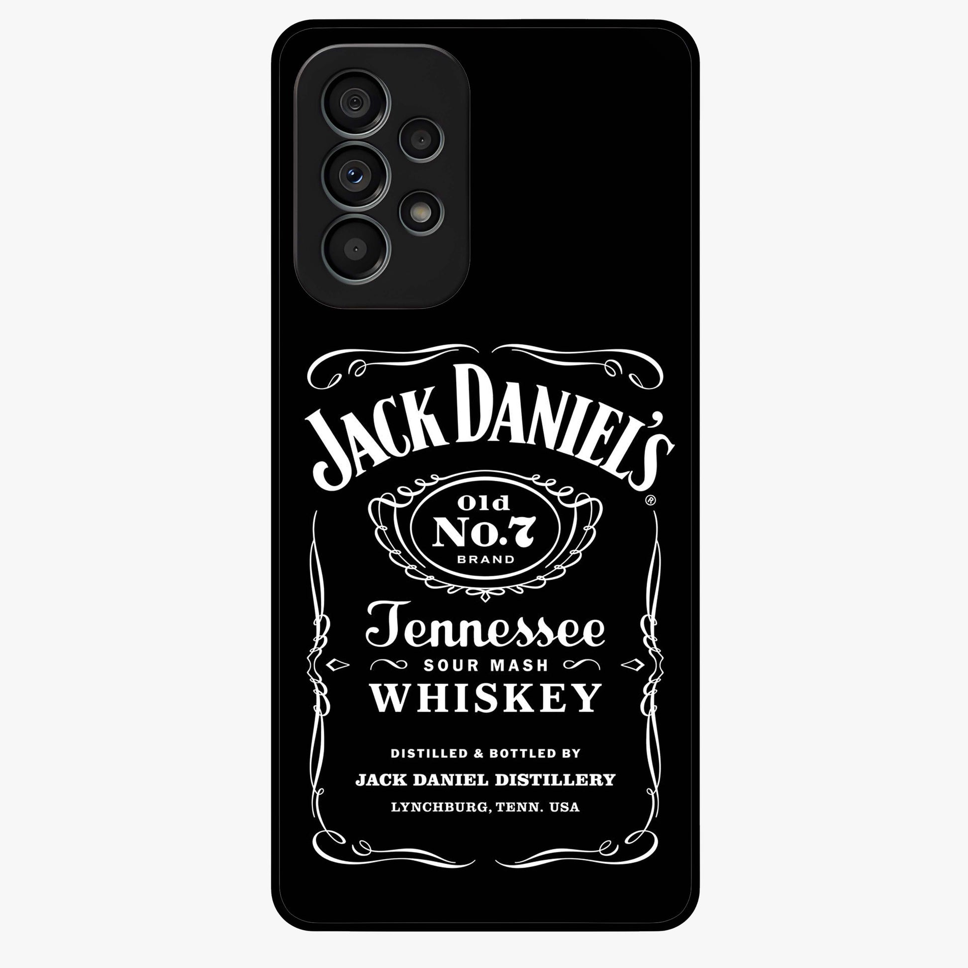 Vintage Whiskey Heritage Glass Case showing flat back view with classic whiskey inspired artwork and glossy glass finish.