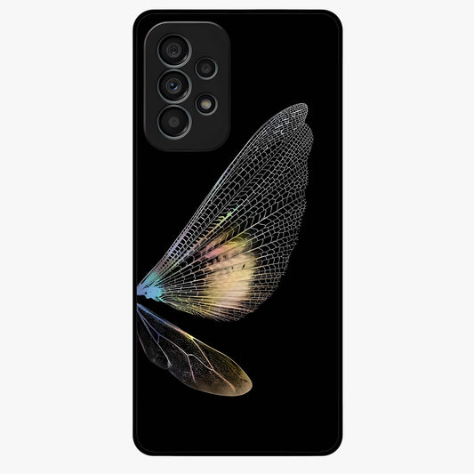 Whispers Of Wings Glass Case showing flat back view with graceful wing inspired artwork and glossy glass finish.