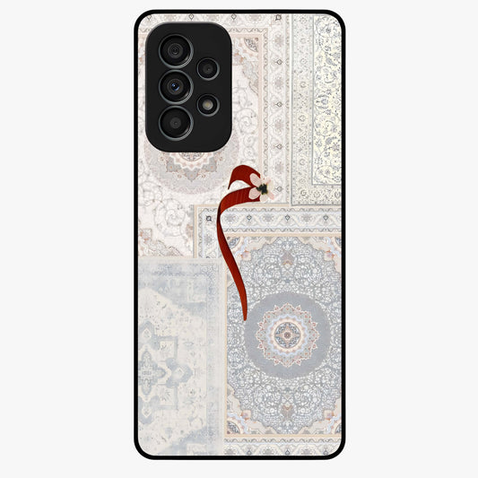 White Aesthetic Bow Glass Case showing flat back view with minimal bow artwork and glossy glass finish.