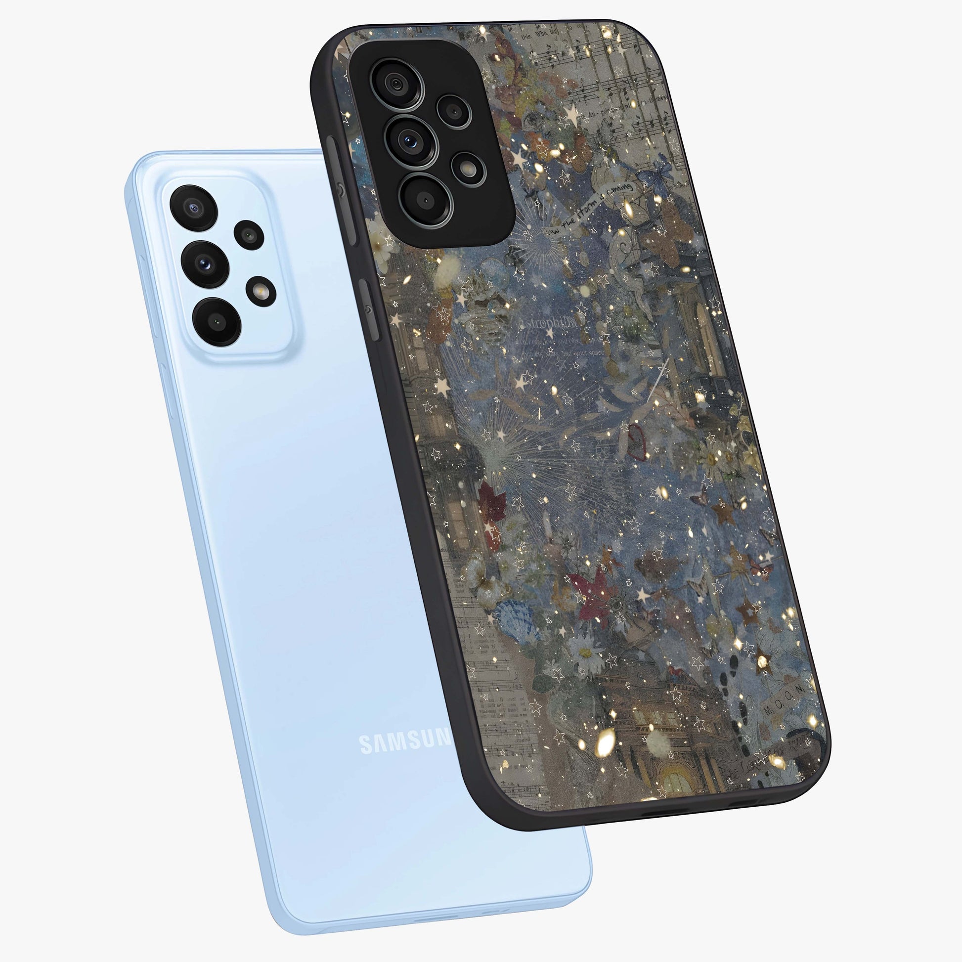 Aesthetic Astrolophia Glass Case displayed in angled mockup highlighting artistic aesthetic elements and smooth glass surface.