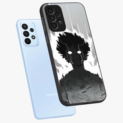 Awakened Inner Rage Glass Case displayed in angled mockup highlighting powerful graphic design and bold artistic theme.