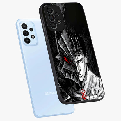 Berserker Blood Oath Glass Case displayed in angled mockup highlighting dark fantasy graphic design and powerful theme.