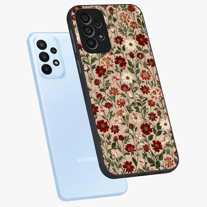 Biege Flower With Leaf Glass Case displayed in angled mockup highlighting minimal floral leaf design and elegant aesthetic.