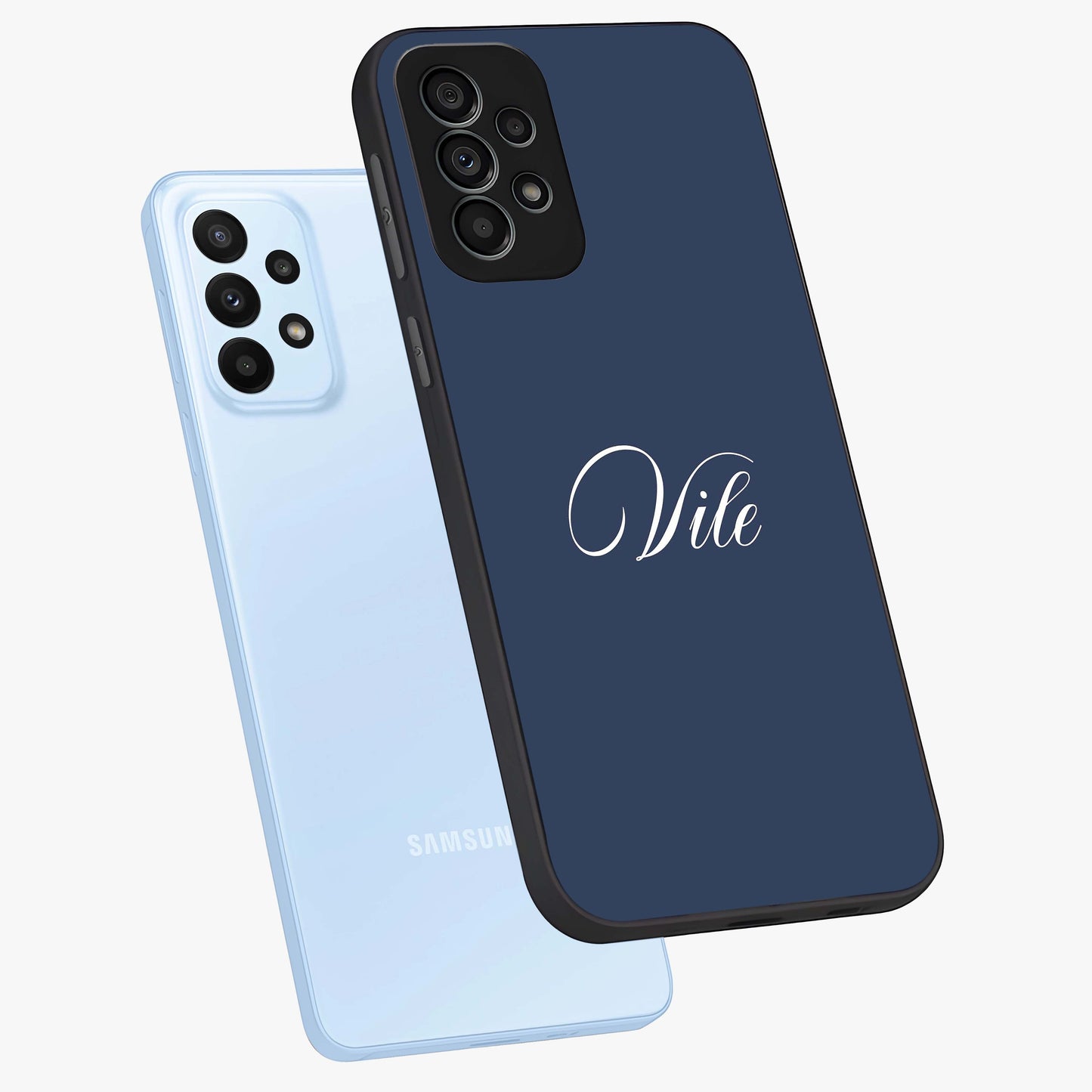 Blue Vintage Floral Pattern Glass Case showing flat back view with elegant vintage floral artwork and glossy glass finish.