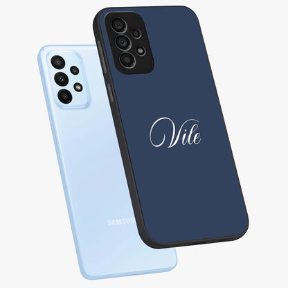 Blue Vintage Floral Pattern Glass Case showing flat back view with elegant vintage floral artwork and glossy glass finish.