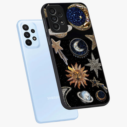 Celestial Gem Constellations Glass Case displayed in angled mockup highlighting gemstone inspired constellation design.