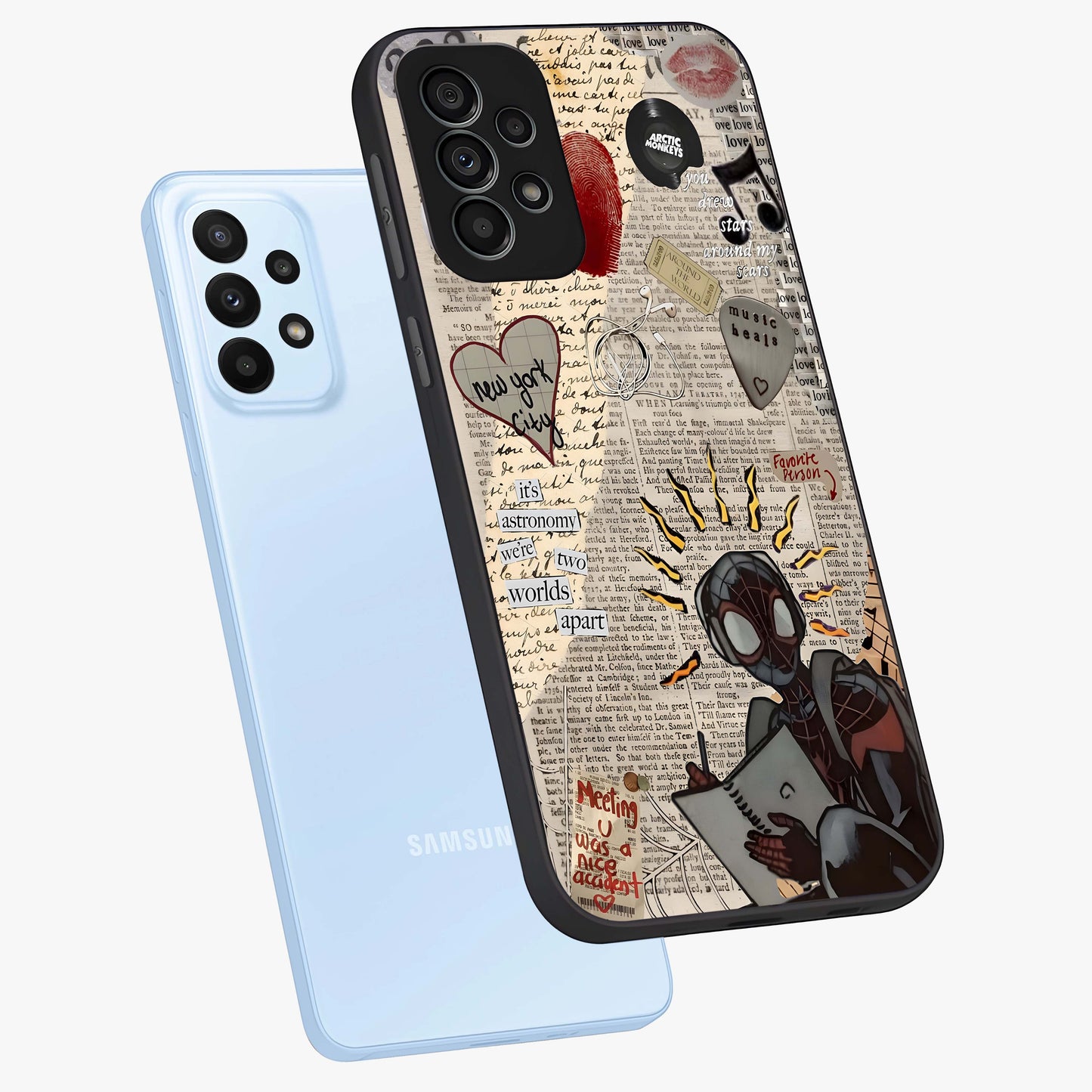 City Dream Sketch Glass Case displayed in angled mockup highlighting minimal city illustration with aesthetic sketch style.