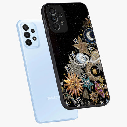 Cosmic Sparkle Dreams Glass Case displayed in angled mockup highlighting dreamy star sparkle design with celestial aesthetic.