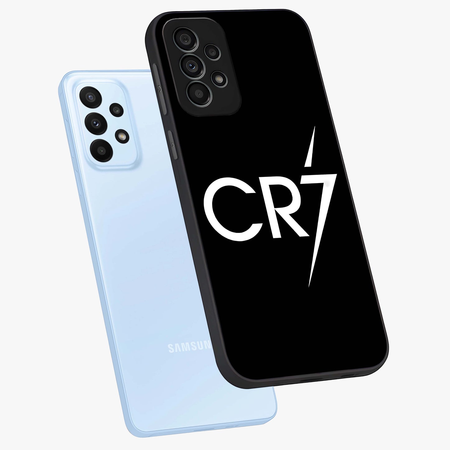 Cr7 Elite Strike Glass Case displayed in angled mockup highlighting powerful sports graphic with bold athletic theme.