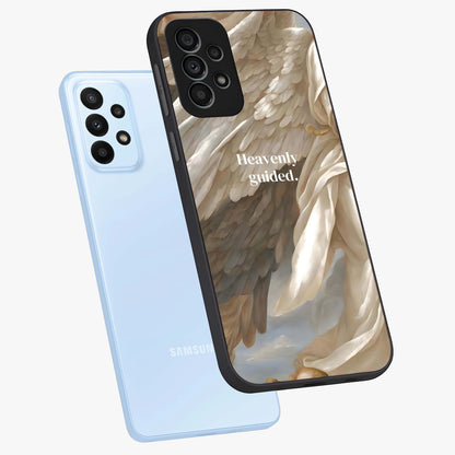Divine Winged Grace Glass Case displayed in angled mockup highlighting graceful wing design with divine aesthetic style.