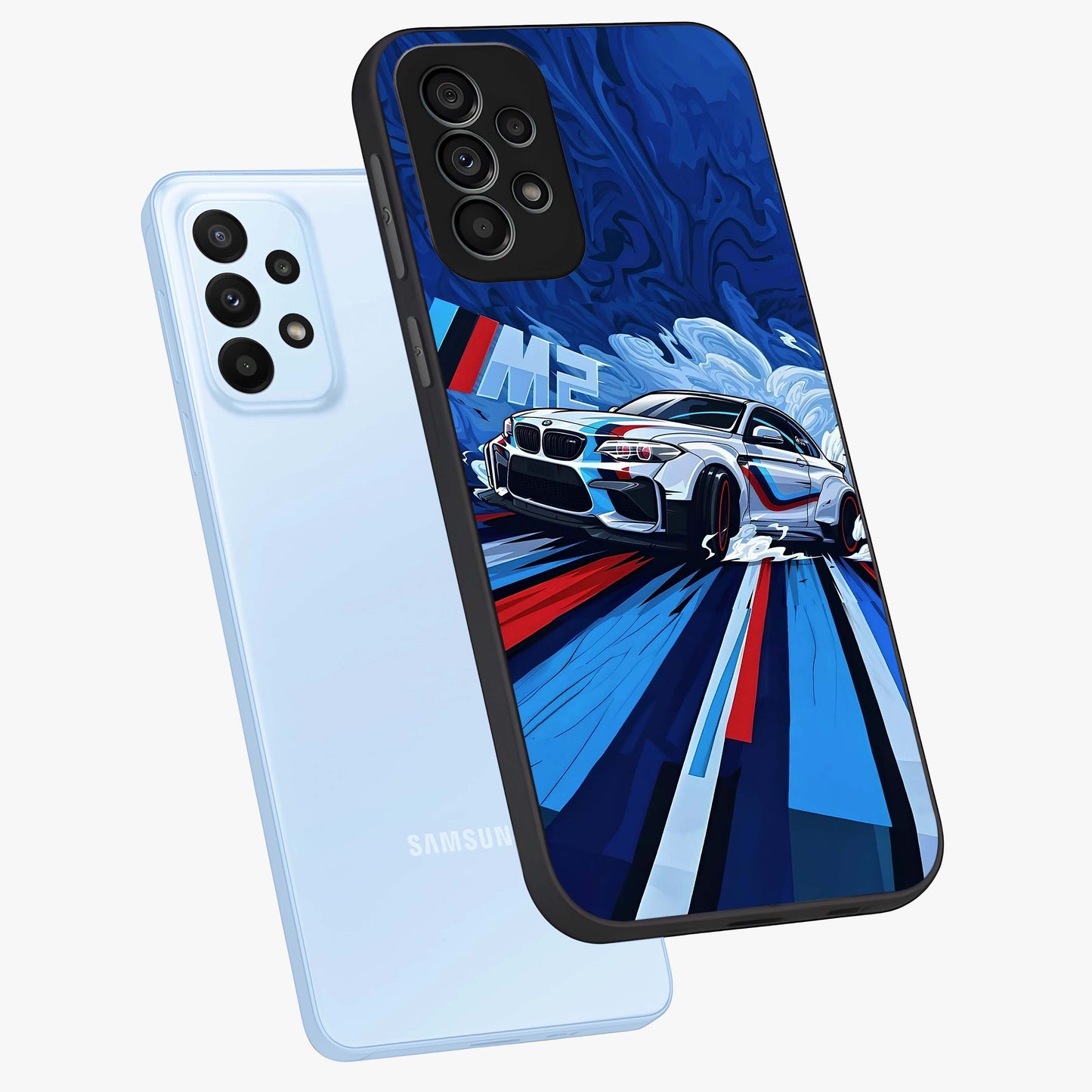 Drift Power Rush Glass Case displayed in angled mockup highlighting powerful drift car design with sporty aesthetic style.
