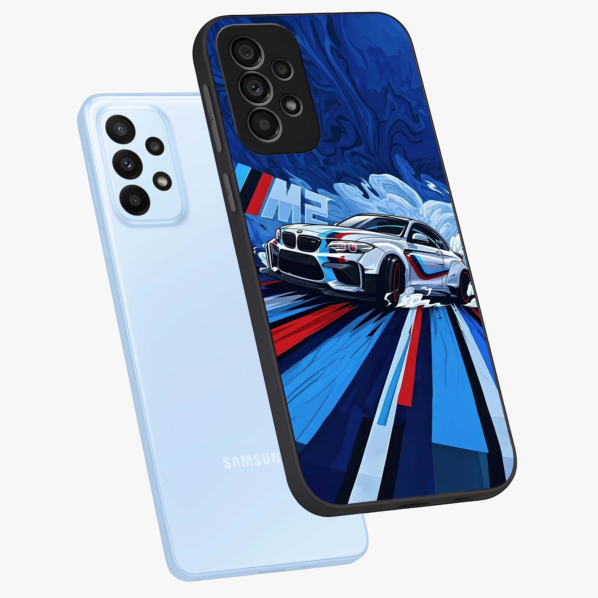 Drift Power Rush Glass Case displayed in angled mockup highlighting powerful drift car design with sporty aesthetic style.