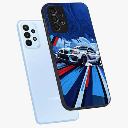 Drift Power Rush Glass Case displayed in angled mockup highlighting powerful drift car design with sporty aesthetic style.