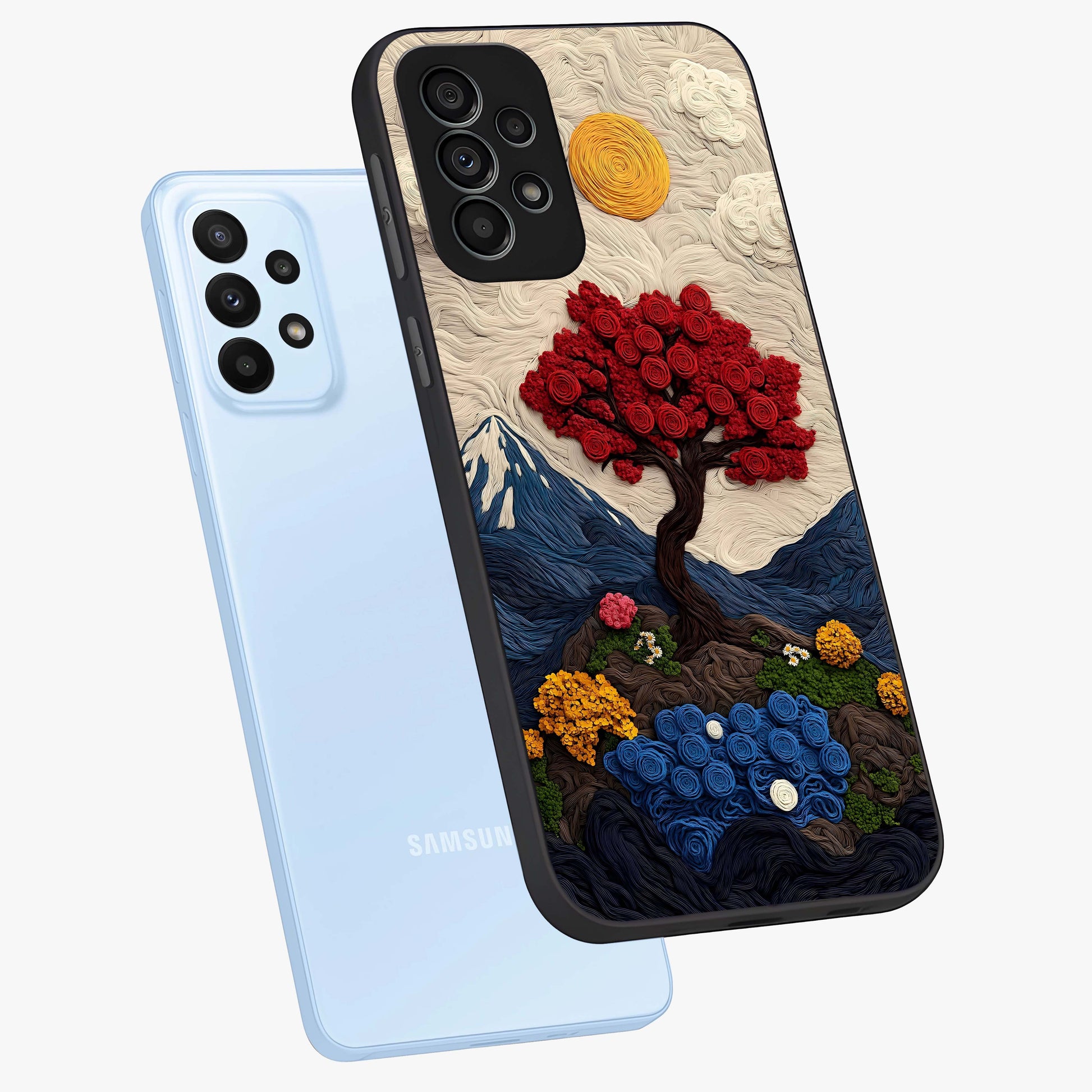 Eternal Nature Tapestry Glass Case displayed in angled mockup highlighting detailed botanical pattern with artistic aesthetic.