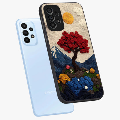 Eternal Nature Tapestry Glass Case displayed in angled mockup highlighting detailed botanical pattern with artistic aesthetic.