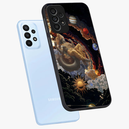 Galactic Divine God Glass Case displayed in angled mockup highlighting powerful celestial deity illustration with galactic aesthetic.