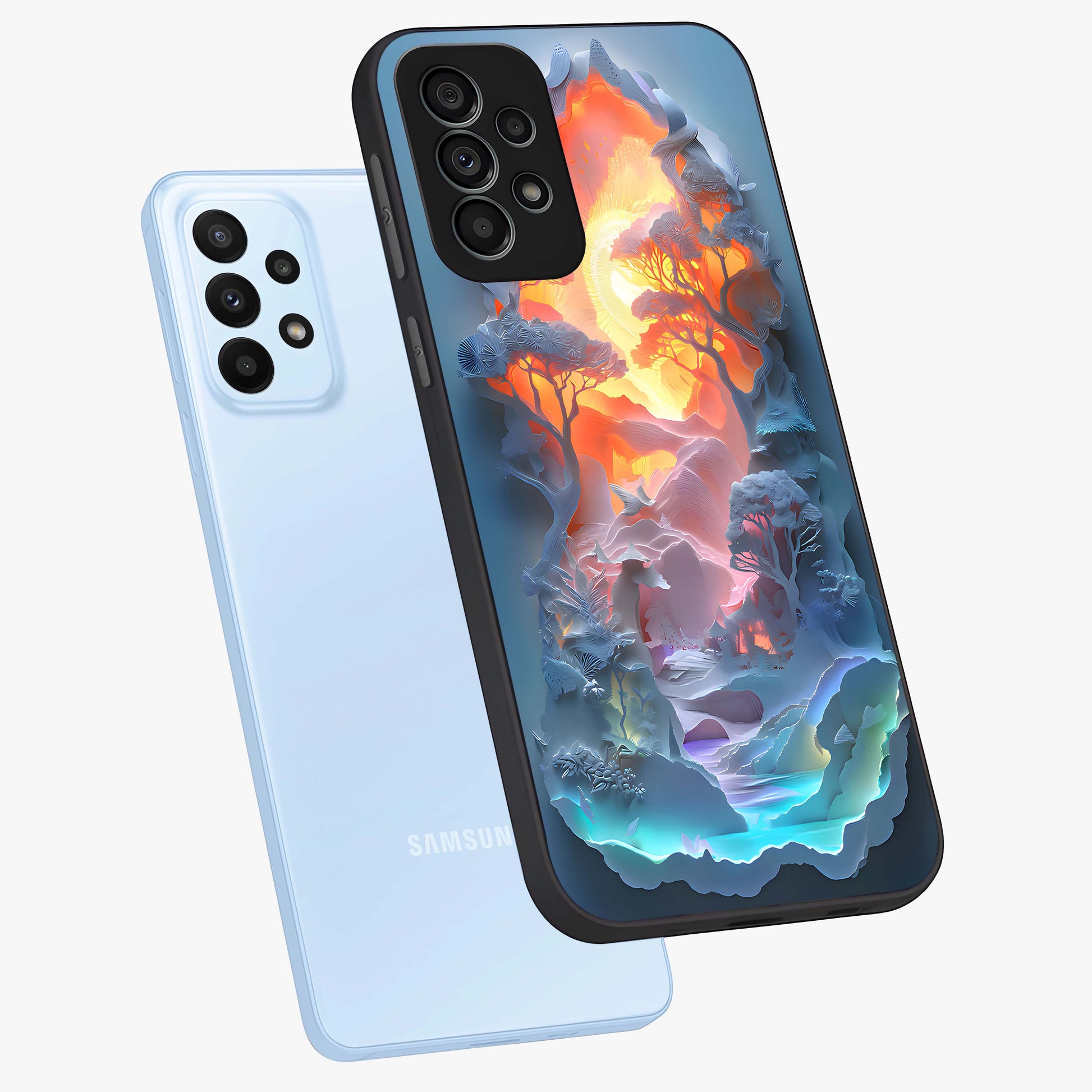 Glow Forest Portal Glass Case displayed in angled mockup highlighting mystical forest design with magical glowing aesthetic.
