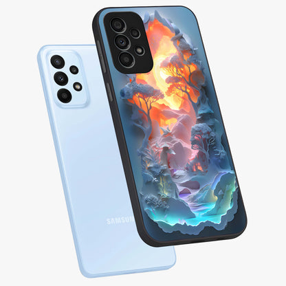 Glow Forest Portal Glass Case displayed in angled mockup highlighting mystical forest design with magical glowing aesthetic.