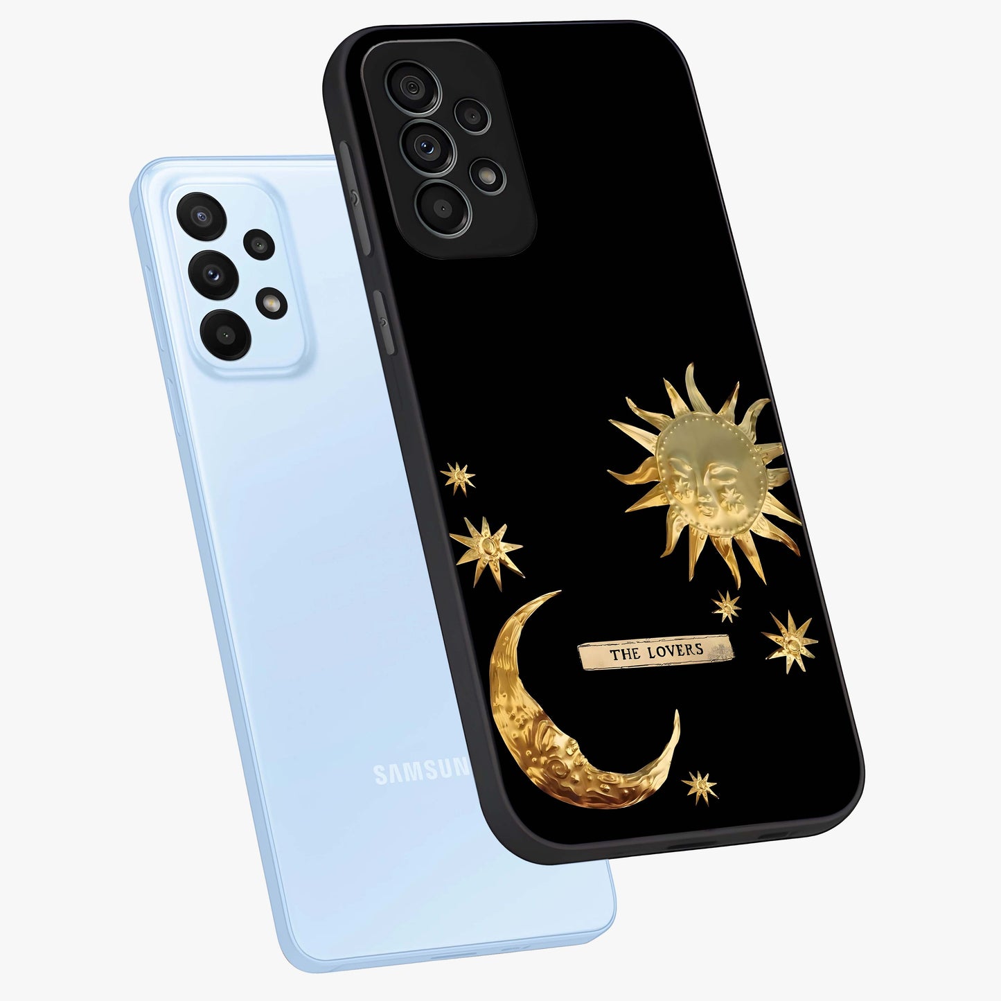 Gold Sun Blush Glass Case displayed in angled mockup highlighting radiant sun design with warm golden aesthetic.
