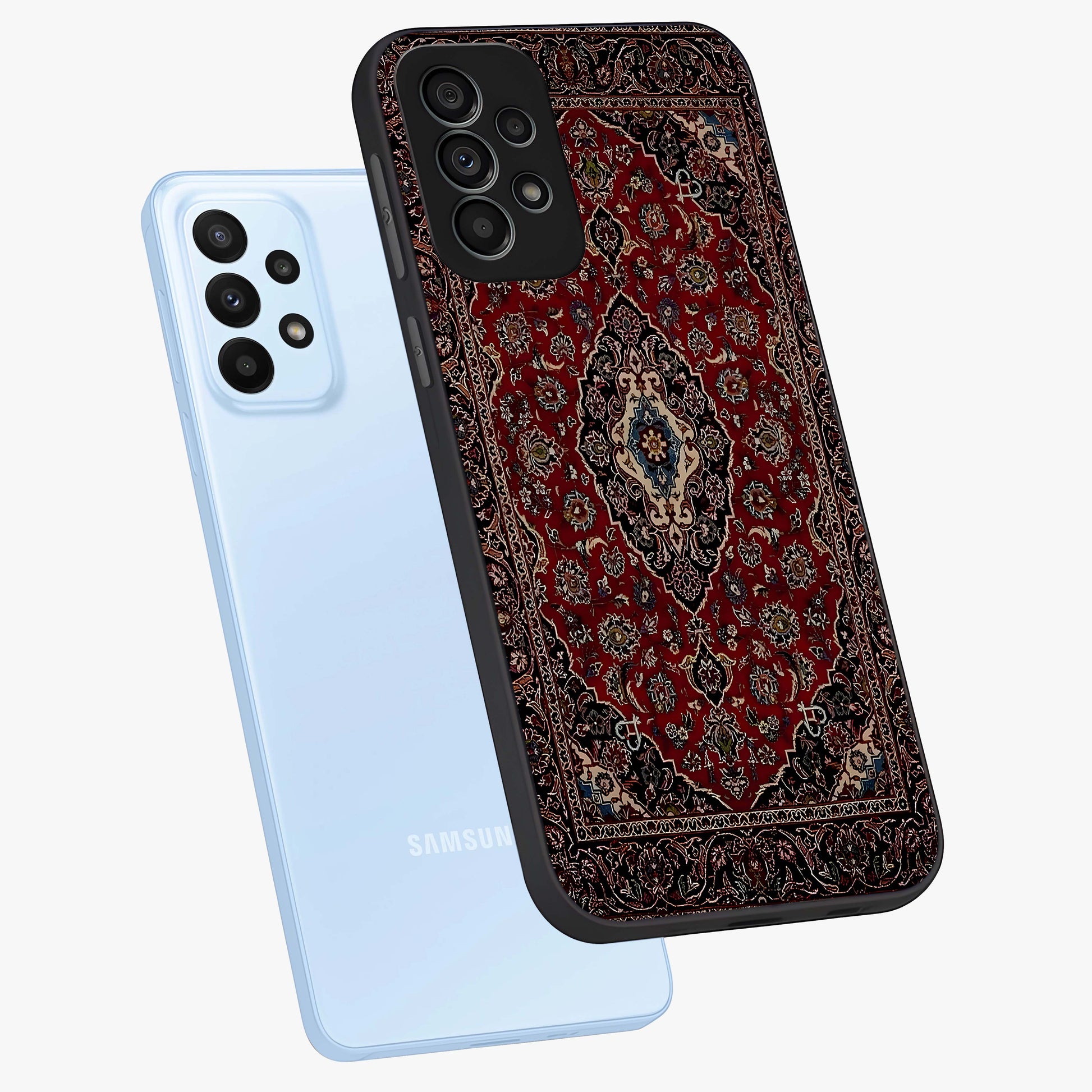 Heritage Carpet Royale Glass Case displayed in angled mockup highlighting intricate royal carpet design with heritage aesthetic.