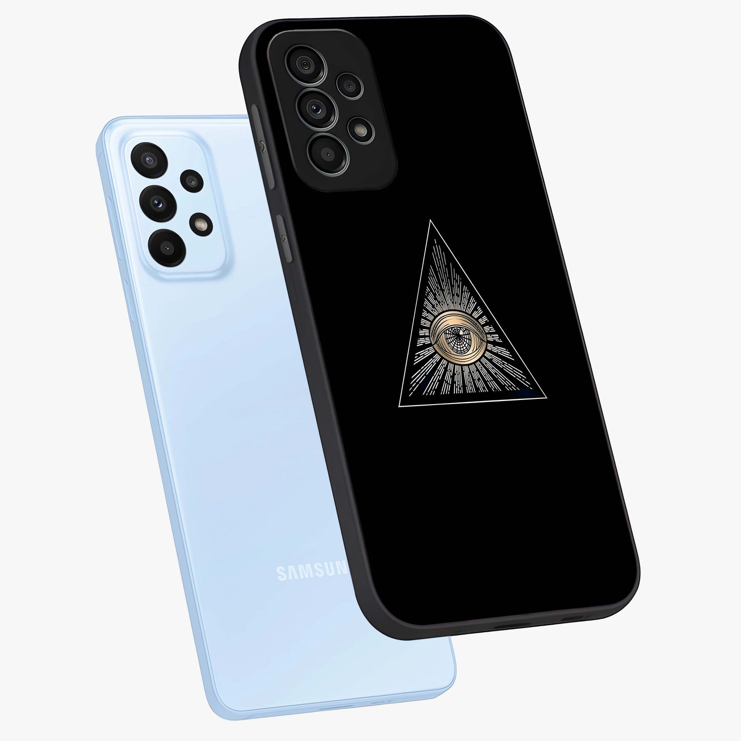 Illuminati Evil Glass Case displayed in angled mockup highlighting dark occult inspired design with bold aesthetic style.