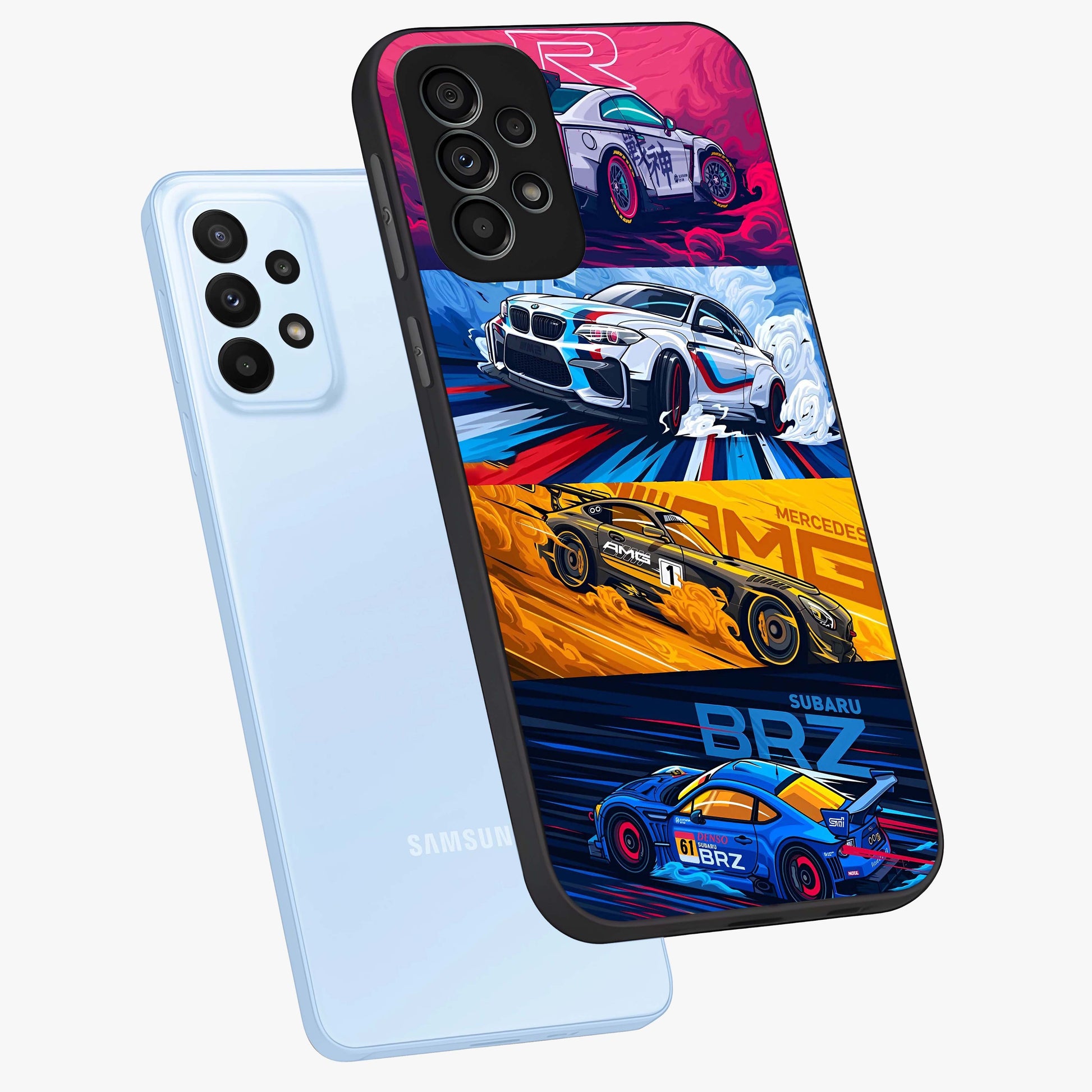 JDM Sports Car Glass Case displayed in angled mockup highlighting sleek Japanese racing car design with automotive aesthetic.