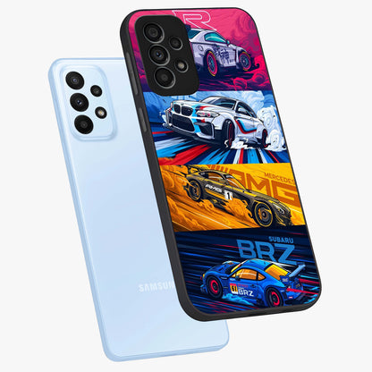 JDM Sports Car Glass Case displayed in angled mockup highlighting sleek Japanese racing car design with automotive aesthetic.
