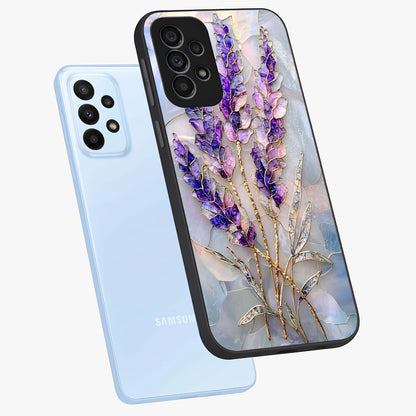 Lavender Dream Glow Glass Case displayed in angled mockup highlighting dreamy purple glow design with soft artistic style.