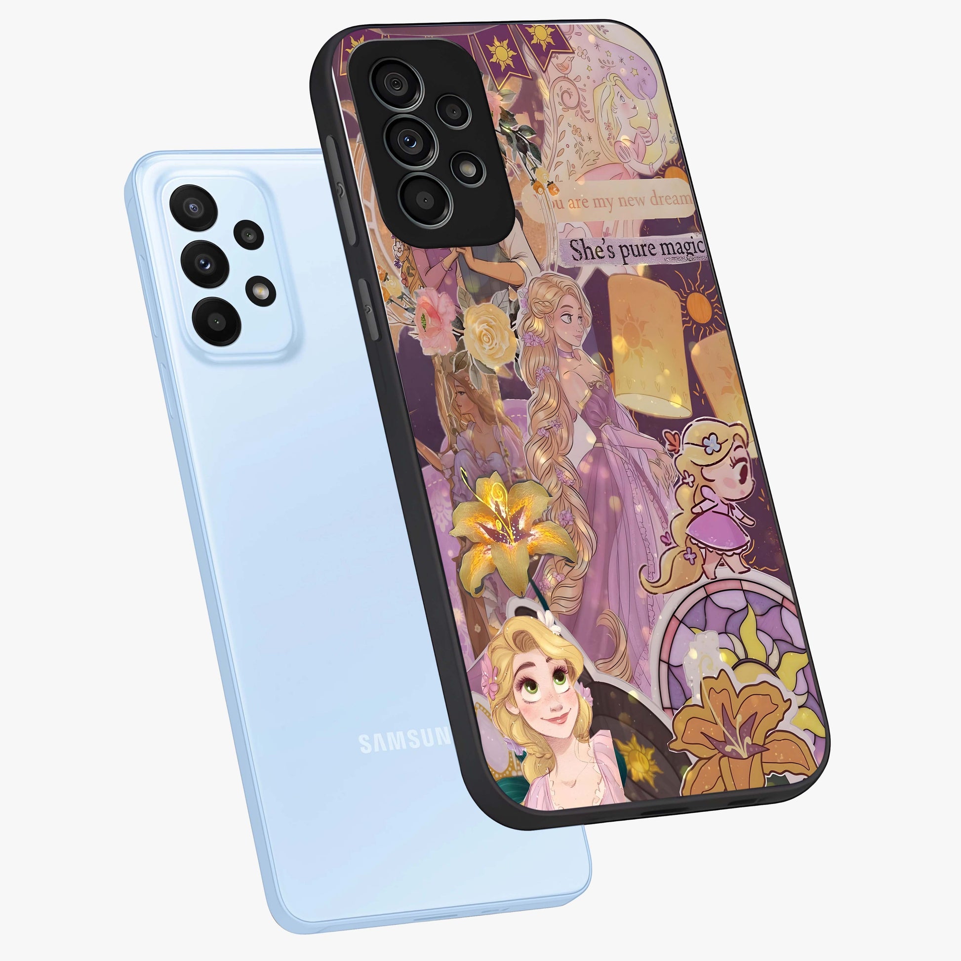 Magical Tangled Dream Glass Case displayed in angled mockup highlighting whimsical fantasy design with magical aesthetic.