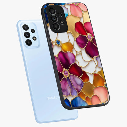 Marble Flower Pattern Glass Case displayed in angled mockup highlighting elegant marble floral design with modern aesthetic.