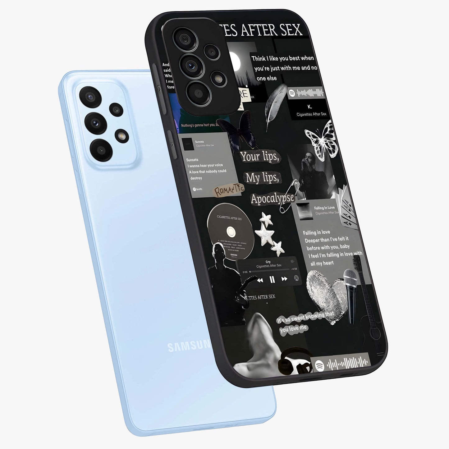 Midnight Love Echo Glass Case displayed in angled mockup highlighting elegant love inspired design with deep aesthetic style.