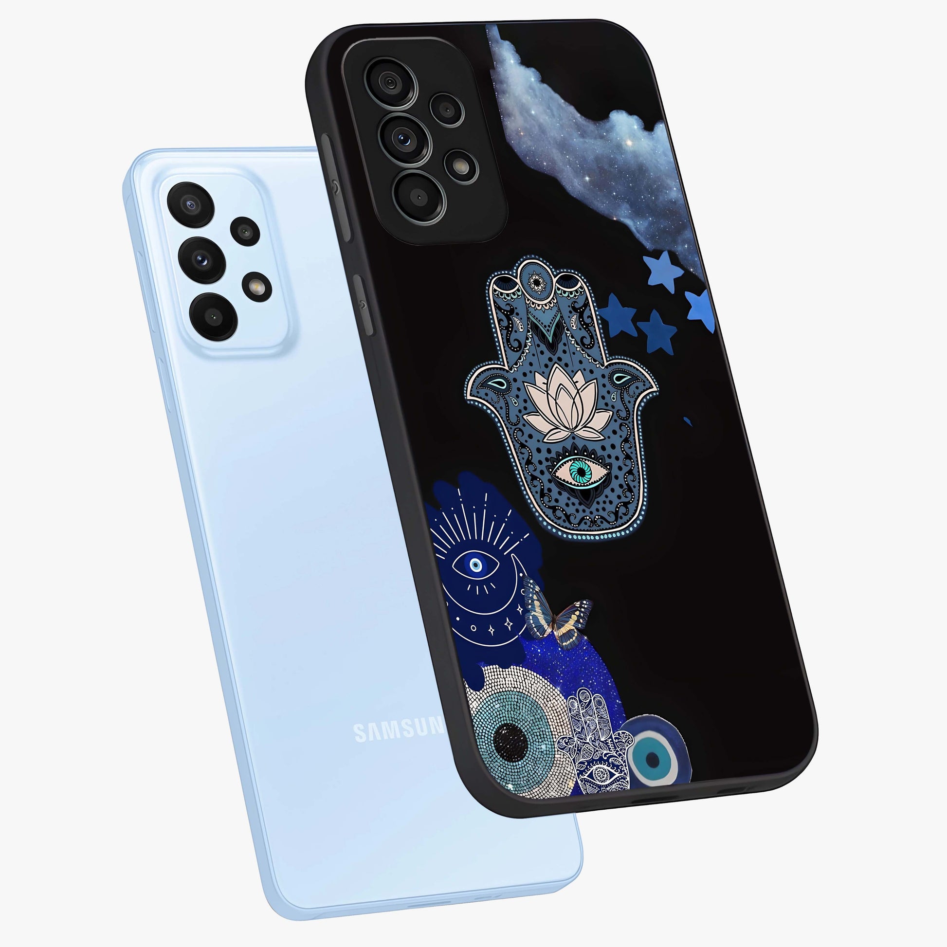Mystic Hand Aura Glass Case displayed in angled mockup highlighting magical aura design with spiritual aesthetic style.