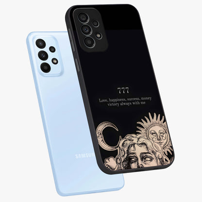 Mystic Victory Aura Glass Case displayed in angled mockup highlighting energetic aura design with bold mystical aesthetic.