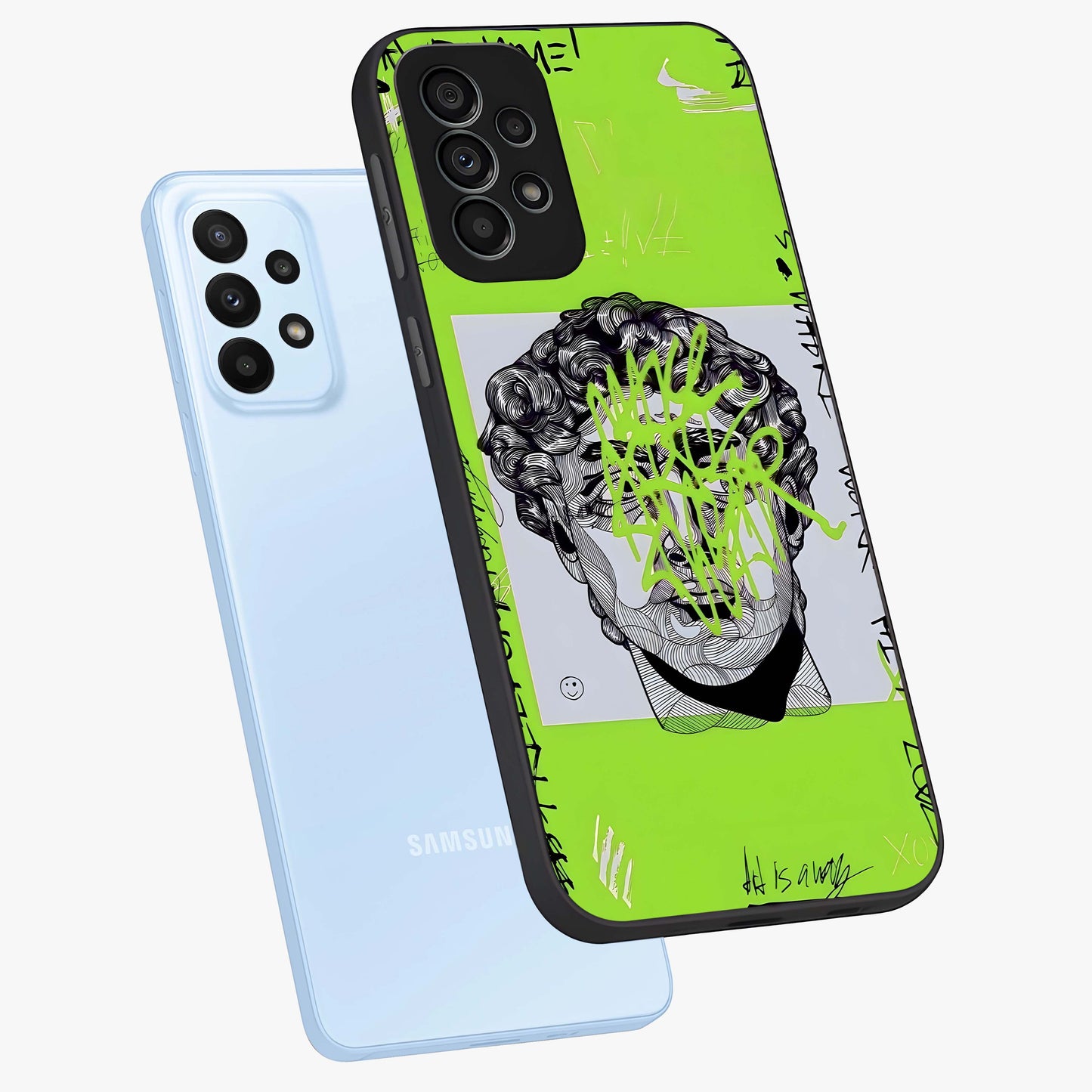 Neo Graffiti Rebellion Glass Case displayed in angled mockup highlighting urban street art design with rebellious aesthetic.