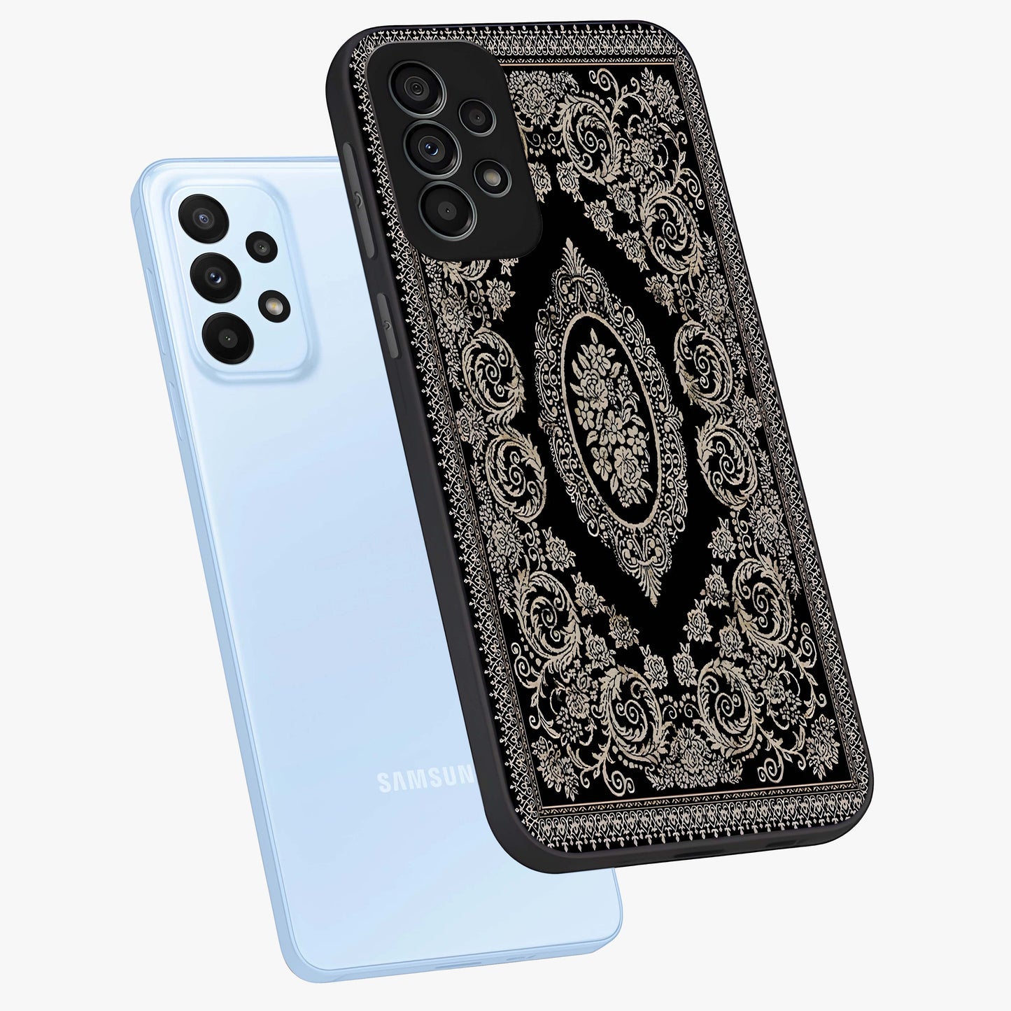 Noir Bloom Elegance Glass Case displayed in angled mockup highlighting refined flower design with stylish noir aesthetic.