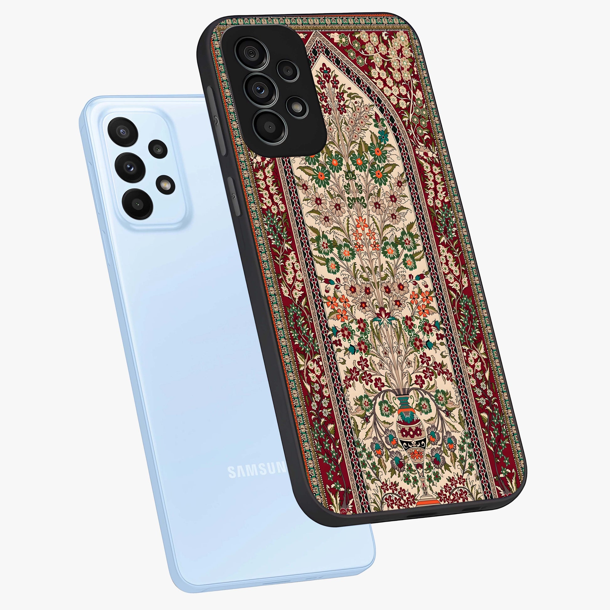 Persian Inspired Glass Case displayed in angled mockup highlighting intricate traditional design with elegant cultural aesthetic.