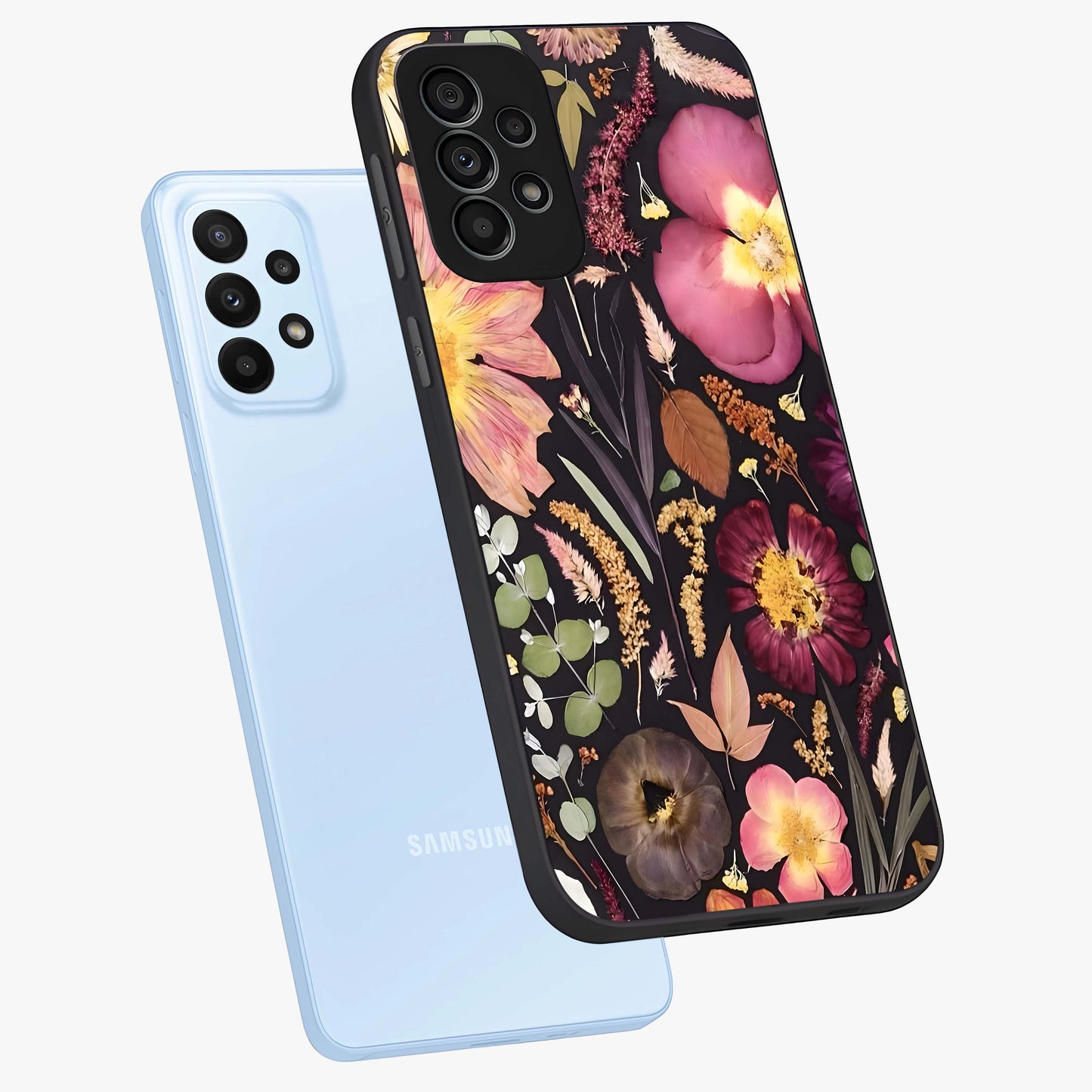 Petal Dream Tapestry Glass Case displayed in angled mockup highlighting decorative petal pattern with elegant botanical aesthetic.