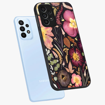 Petal Dream Tapestry Glass Case displayed in angled mockup highlighting decorative petal pattern with elegant botanical aesthetic.